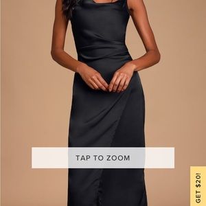 Hollywood Woman Black Satin Midi Dress